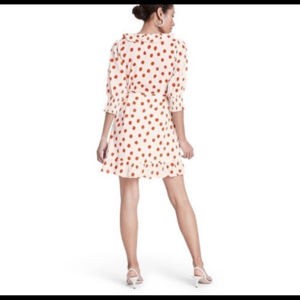 Rixo Polka Dot Sleeve Ruffle Wrap Dress (NWT) - Picture 4 of 5